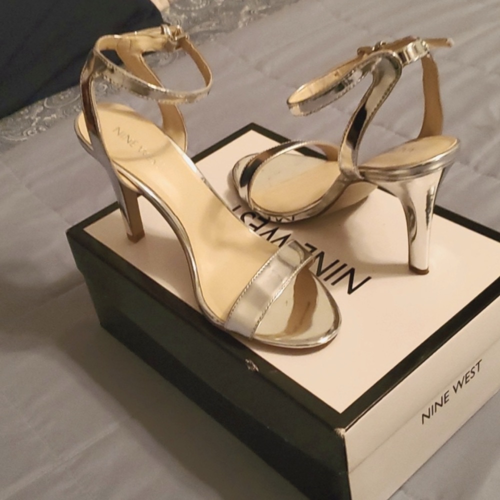 Nine West Metallic Silver Heels